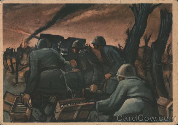 Italian anti-tank gun in battle Italy World War II