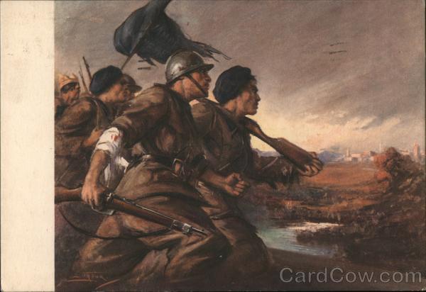 Veteran soldiers of Africa on the march Italy World War II