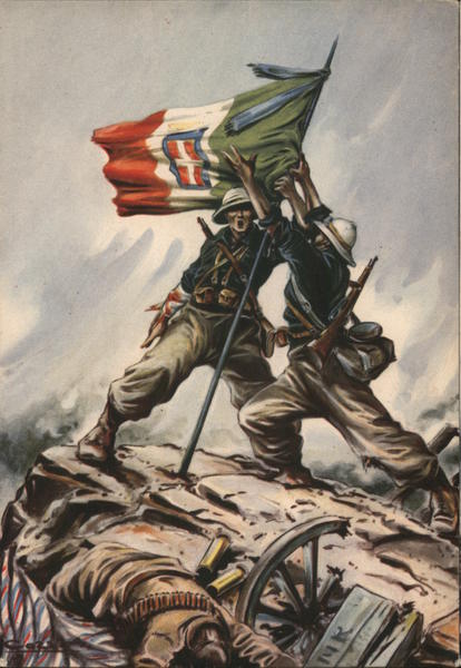 Soldiers with the Italian flag Italy World War II