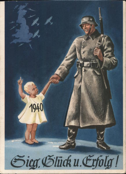 WWII Propanganda, Soldier & Child, Victory, Happiness, and Success