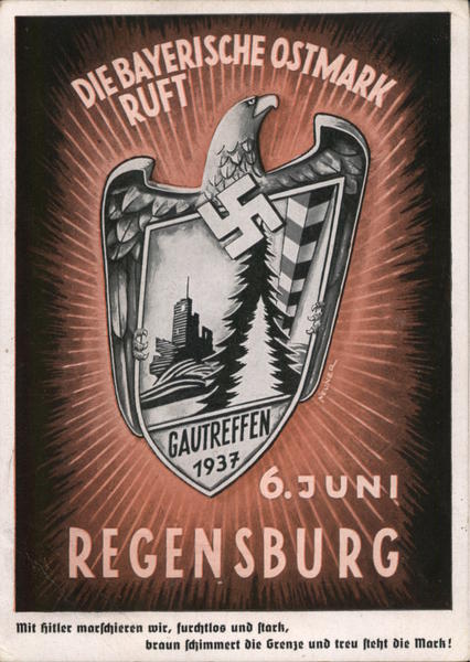 Propaganda, Bavarian Austria Calls to Regional Meeting in Regensburg, 1937