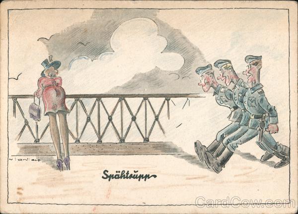 German Soldiers Ogling Girl, Scout Troops Nazi Germany