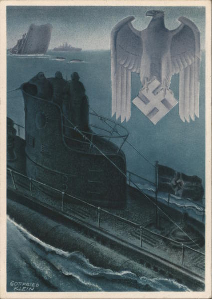 The German Armed Forces, U-Boat, Submarine Sinks Enemy Shipstika