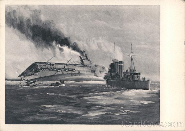 English Aircraft Carrier Courageous Sunk by a German U-Boat, Submarine, Navy