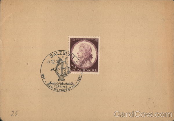 commemorative cancel Mozarts Geburtsstadt - Zum 150. Todestag