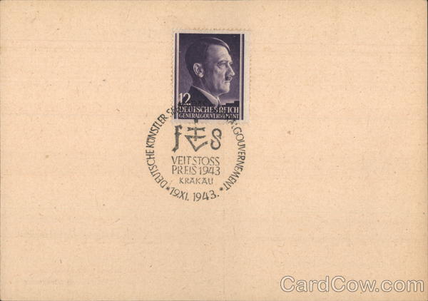 German-occupied Poland commemorative cancel Veit-Stoss-Preis Krakau 1943