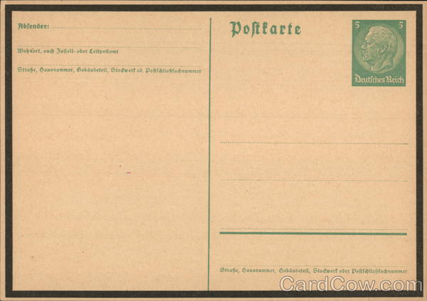 unused - no postmark/cancellation Nazi Germany
