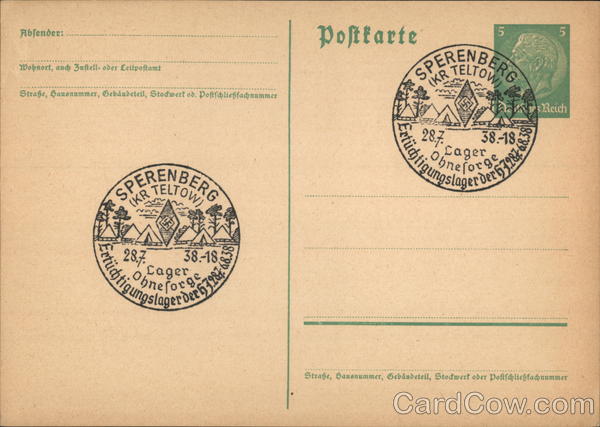 commemorative cancel Lager Ohnesorge - Ertüchtigungslager der HJ (Hitler Youth Camp)