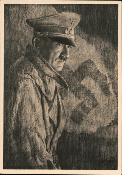 Hitler Portrait, Drawing, House of German Art, Munich, Swastika