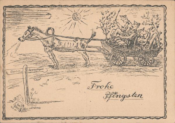 Russia, Sevastapol, Ukraine, Happy Pentecost Soldiers on Horse Cart