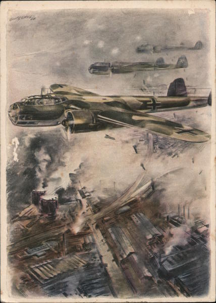 German Bombers Attacking an Industrial Plant Nazi Germany