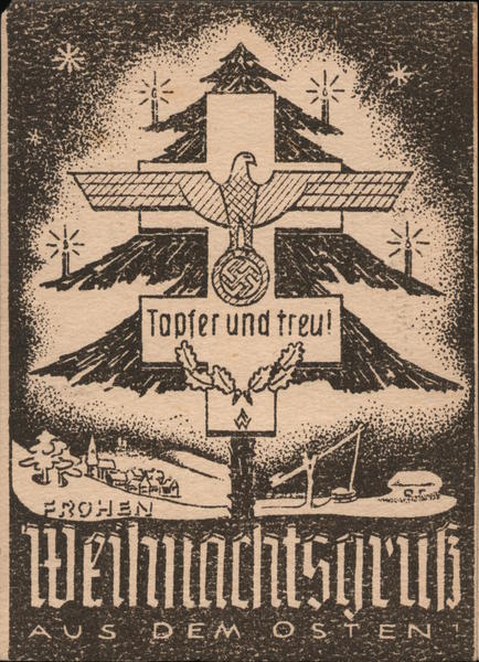 Christmas Greetings from the East, Brave and Loyal,  Xmas Tree w Swastika