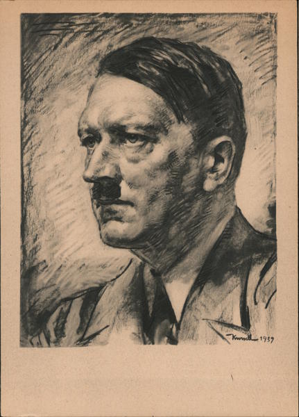 Hitler Portrait, Charcoal Drawing Nazi Germany