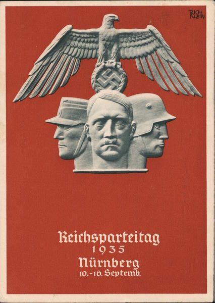 National Nazi Party Convention, Nuremberg, Nuernberg 1935, Hitler w Soldier and SA Man