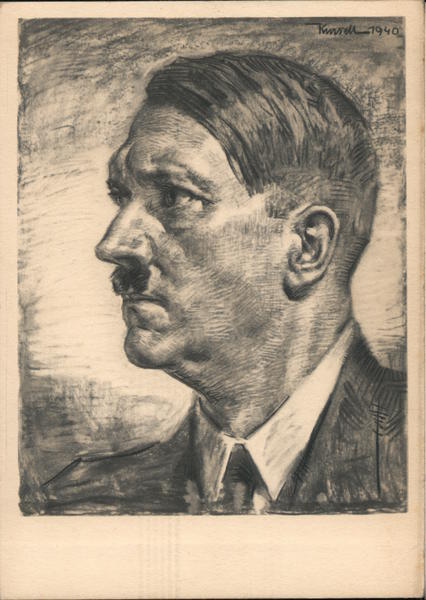 Hitler Portrait, Charcoal Drawing, Civilian Dress, Our Fuehrer