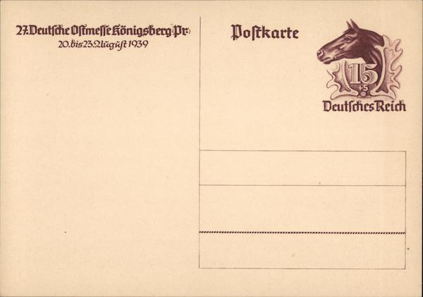 Imprinted Stamp w Horse, Koenigsberg Prussia, Kaliningrad Russia, Fair of the East