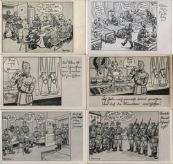 Lot of 6: Nazi Soldiers, Comic Cards Nazi Germany Postcard Postcard Postcard