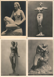Lot of 4: German Female Nude Sculptures, Nazi-Era Sculpture & Carving Postcard Postcard Postcard