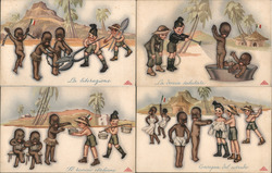 Lot of 4: Italian Children Liberating African Children Postcard