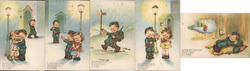 Lot of 5: Italian Children WWII Romance Comic Postcard