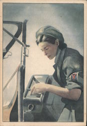"Voluntary S.A.F." Italian Woman, War Effort Postcard