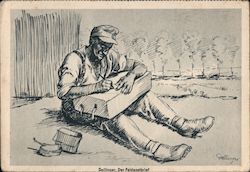 German Soldier Writing Letters, 1941 Postcard