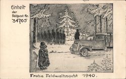 Soldiers, Winter Forest Scene Postcard