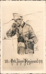 Jäger Regiment - Soldier on Skis, Drinking Postcard
