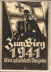 1941 Nazi New Year "To Victory!" Postcard