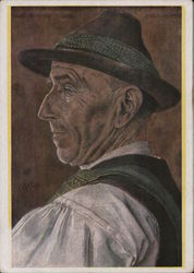 German Nazi Era Race Propaganda, Tyrolean Peasant Man Postcard