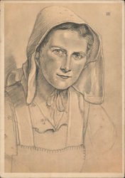 German WWII Race Propaganda, Farmer's Daughter, Lower Saxony, 1941 Postcard