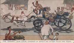 WWII US Soldiers in India, Horse & Wagon Cartoon, 1945 Calendar Postcard