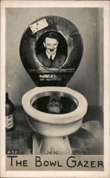The Bowl Gazer - Hitler in a Toilet Bowl Postcard
