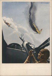Italian Air Force WWII Propaganda, Aerial Combat, Airplane, Mussolini Quote  Postcard