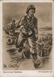 German WWII Alarm in the Flak battery Anti-aircraft Crew Postcard