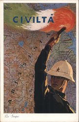 Italian Propaganda WWII, Civilization, Map of Abysinnia, Africa "The Purpose" Postcard