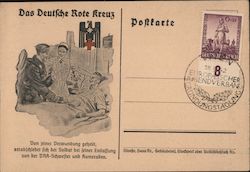 German Red Cross, Healed Soldier Says Goodbye to Nurses and Comrades Postcard