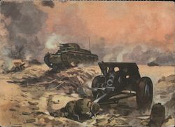 German Tanks Overrun an English Position, Charity Calendar Page for War Victims Postcard