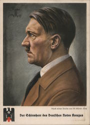 Portrait of Adolf Hitler, Patron of the German Red Cross - NSDAP Nazi Germany Postcard Postcard Postcard