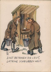 Germany WWII Humor, Men Scrubbing Latrine Postcard