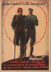 Italy WWII, Two Amputee Soldiers, "What was our sacrifice worth?"rifice?" Postcard