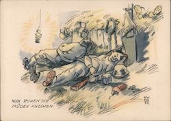 Germany WWII, "Now the Weary Bones are Resting" Postcard