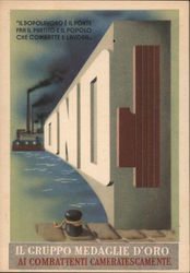 Italian WWII, "Medal of Gold - Comrades in Combat" Postcard