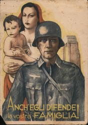 Italian WWII, Propaganda, "They Too Defend Your Family" Postcard