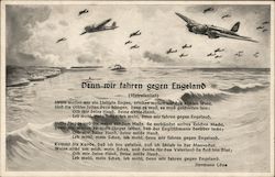 German WWII, Airplanes, Navy Song, "We Go Against England" Postcard