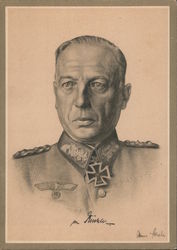 Germany WWII, "The Fuhrer and His Generals",  Gen. von Kuechler, Iron Cross Postcard