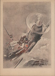 Germany WWII, English Pilot Bails Out of Disabled Plane Postcard