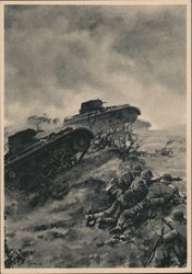 Germany WWII, "Tanks Breaking Through", Soldiers Postcard