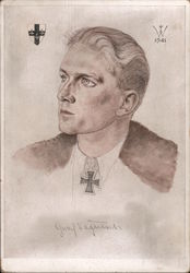 Gerrmany WWII, Luftwaffe, Graf Kageneck, Iron Cross Portrait Postcard