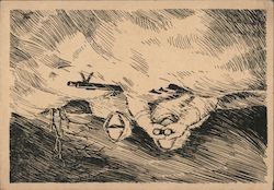 Germany WWII, Soldier in Snow with Binoculars & Weapon Postcard